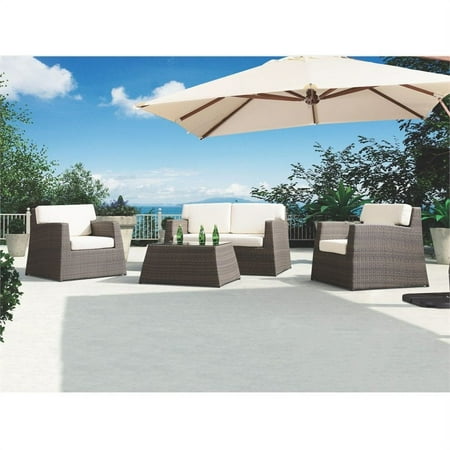 Armen Living Aruba 4 Piece Transitional Patio Conversation Set