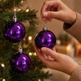 thumbnail image 6 of QISIWOLE Christmas Ball Ornaments Set of 6, Purple Shatterproof Lightweight Tree Balls, 2.36 x 2.36 in Plastic Ornament Set, for Christmas Tree Wreath Garland and Holiday Party Decor, 6 of 6