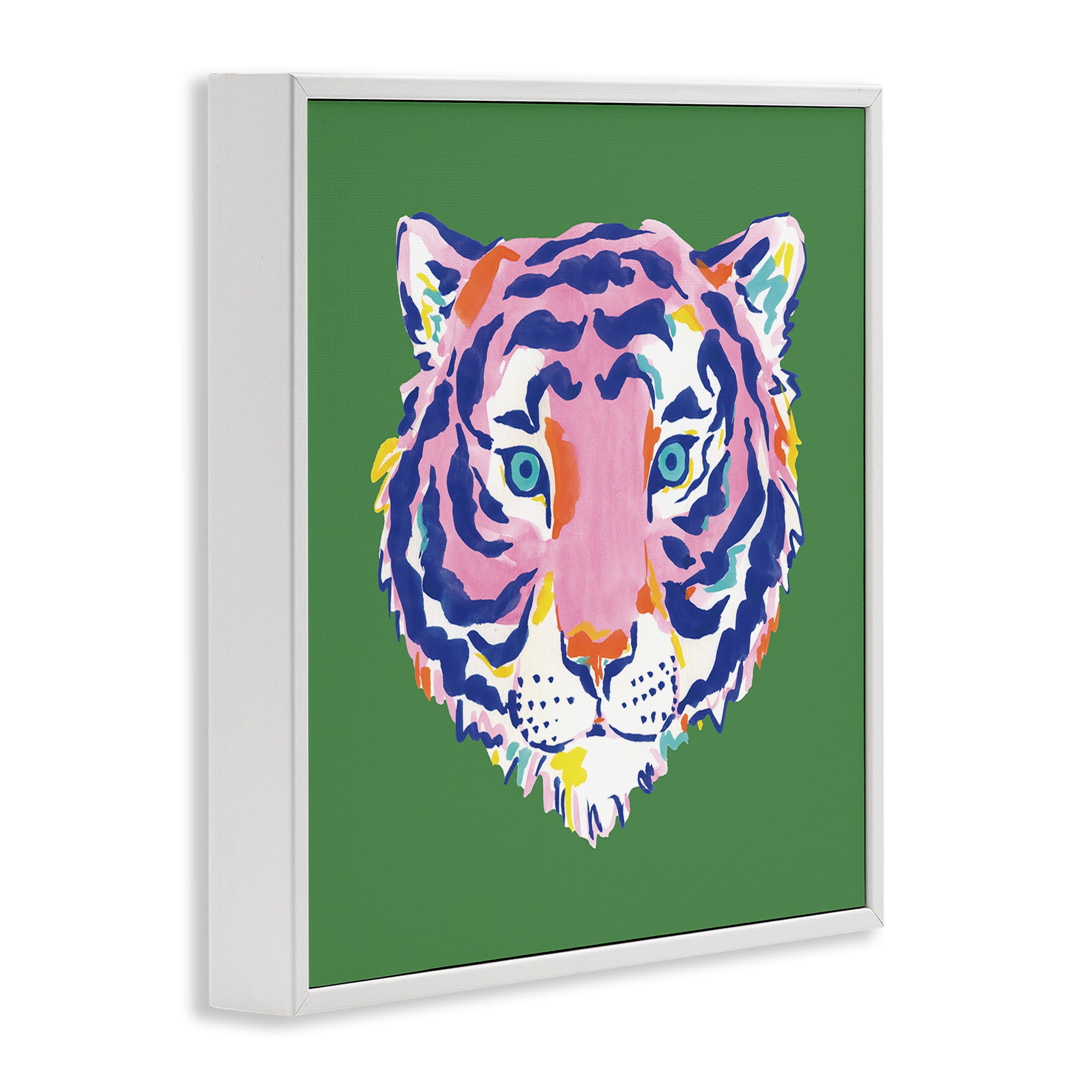 Stupell Industries Exotic Boho Tiger Face White Framed Giclee Art, design by Karolina Sato