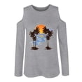 thumbnail image 3 of HUBERY Women Coconut Tree Graphic Printed Cold Shoulder Long Sleeve Crew Neck Top, 3 of 4