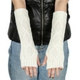 thumbnail image 2 of VANLOFE Winter White Gloves Knitted Cold Proof Gloves Gloves Wrist Arm Warmer Gloves Fingerless Gloves Convenient for work, 2 of 7
