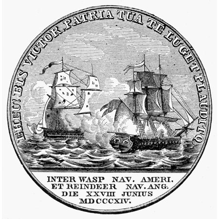 War Of 1812 Blakeley Medal Nengraving Of The Reverse Of The Congressional Medal Posthumously Awarded Johnston Blakeley For His Defeat Of The British Brig Reindeer In The English Channel While In Comma