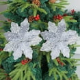 thumbnail image 4 of YOHAVEN Christmas Flower Sequin Decoration, Cutout Holiday Floral Arrangement with Lace Bells and Glitter for Table Mantle Tree Display, Elegant Festive Home Decor Accent, 4 of 6