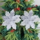 thumbnail image 4 of Decoración navideña con lentejuelas y flores | Arreglo floral de nailon artesanal con encaje, cascabeles y bordes dorados | Elegante adorno para árbol de Navidad para decoración navideña, 4 of 6
