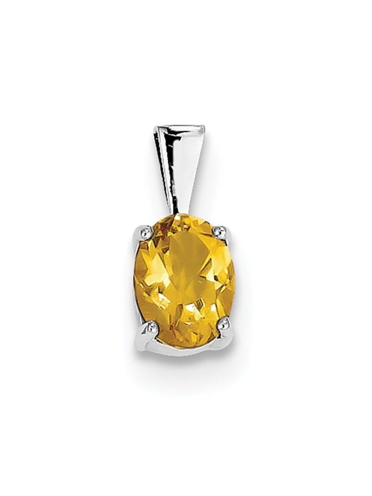 925 Sterling Silver Yellow Citrine Pendant Charm Necklace Gemstone Fine