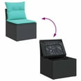 thumbnail image 6 of vidaXL 9 Piece Patio Sofa Set with Cushions Black Poly Rattan Acacia, 6 of 10