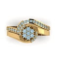 thumbnail image 2 of 0.45 ct Brilliant Round Cut Natural Aquamarine 18K Yellow Gold Solitaire with Accents Engagement Bridal Wedding Ring Band Set size 7, 2 of 7