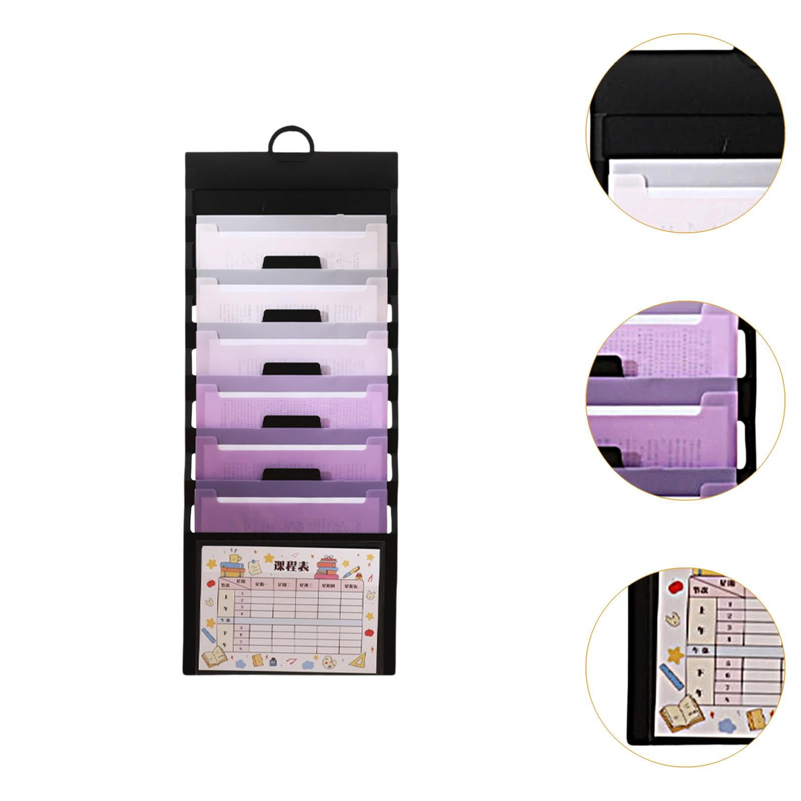 koolsoo Hanging Wall File Organizer Document Holder 6 Pocket Wear Resistant Sturdy Paper Folder File Folder Expanding for Home School violet
