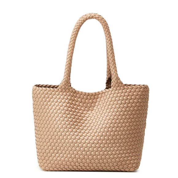 Bolso de hombro tejido BOYATU de piel vegana, color caqui