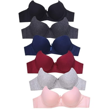 Mamia Women's Basic Plain Bras Packs of 6 - Various Styles #058 34A