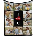 thumbnail image 4 of Custom Blanket with Photos Text Customized Blanket Personalized Flannel Throw Blankets for Adult Kid Birthday Christmas Halloween Fathers Mothers Valentines Day Gift 40x30inch, 4 of 6