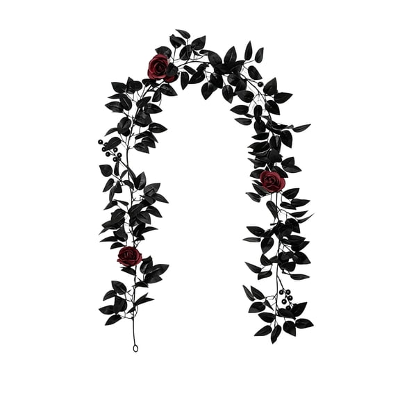 Halloween Wedding Decorations Black Rose Vines Artificial Black Rose Leaf Vines For Indoor And Outdoor Arch Floral Decorations