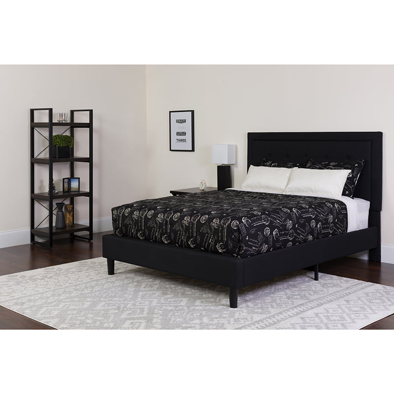 Tufted Upholstered Platform Bed, Black Upholstered Bed Frame Full Size