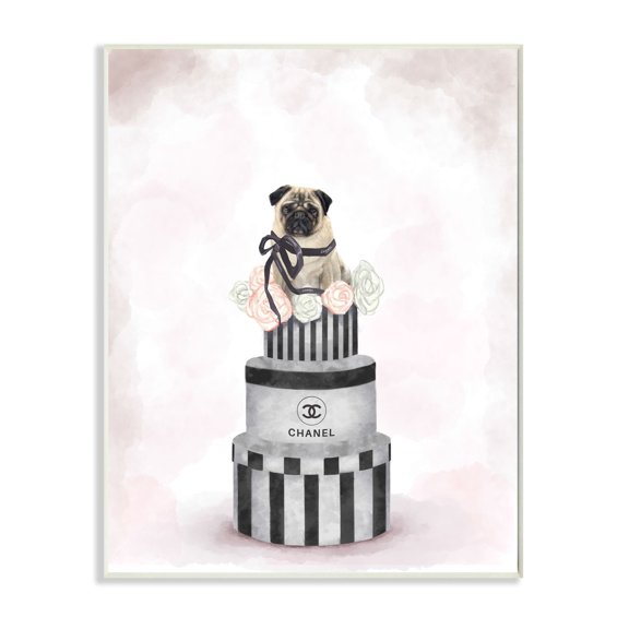 Stupell Industries Fashion Box Stack Dog Pink Pet Painting Wall Plaque by Ziwei Li