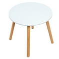 thumbnail image 2 of mwptoo Dining Table White Modern Round Table with Wood Legs for Kitchen Living Room Leisure Coffee Table, 2 of 8