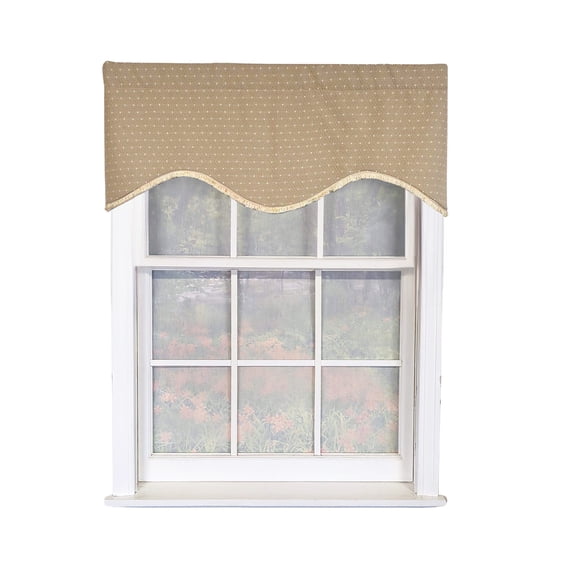 RLF Home Dapple Cornice 100% Cotton Rod Pocket Lined Window Valance 50" x 17" Taupe