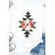 thumbnail image 2 of ABPHQTO Camiseta de manga corta con cuello redondo y estampado geométrico de flores blancas para mujer, 2 of 5