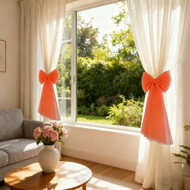 Lazos para cortinas | Sujetadores de cortinas con hebilla | Decoraciones para fiestas | Decoración navideña para ventanas | Adornos para bodas, San Valentín y hogar | Lazos de tela para cortinas