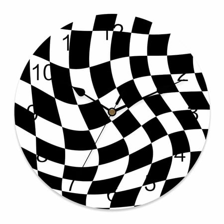 10 Inch Black White Grid Wall Clock, Deformed Color Block Geometric Abstract Battery Operated Silent Non Ticking Clocks, Easy to Read Round Wall Clock for Kitchen/Living Room/Bedroom/Bathroom
