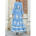thumbnail image 4 of PRETTYGARDEN Women's Fall Wedding Guest Dresses Boho Floral Long Sleeve V Neck Flowy Elegant Maxi Dress Beach Clothes, 4 of 6