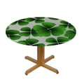 thumbnail image 3 of Awypu  St. Patrick's Day Green Clover Round Tablecloth with Elastic Edged Lucky Leaves Fitted Table Cloths Cover Mat Washable Spill Proof Table Covers for Indoor OutdoorDinning Patio Table White, 3 of 7