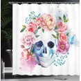 thumbnail image 3 of Ambesonne Skull Shower Curtain, Floral Colorful Skeleton, 69"Wx84"L, Multicolor, 3 of 4
