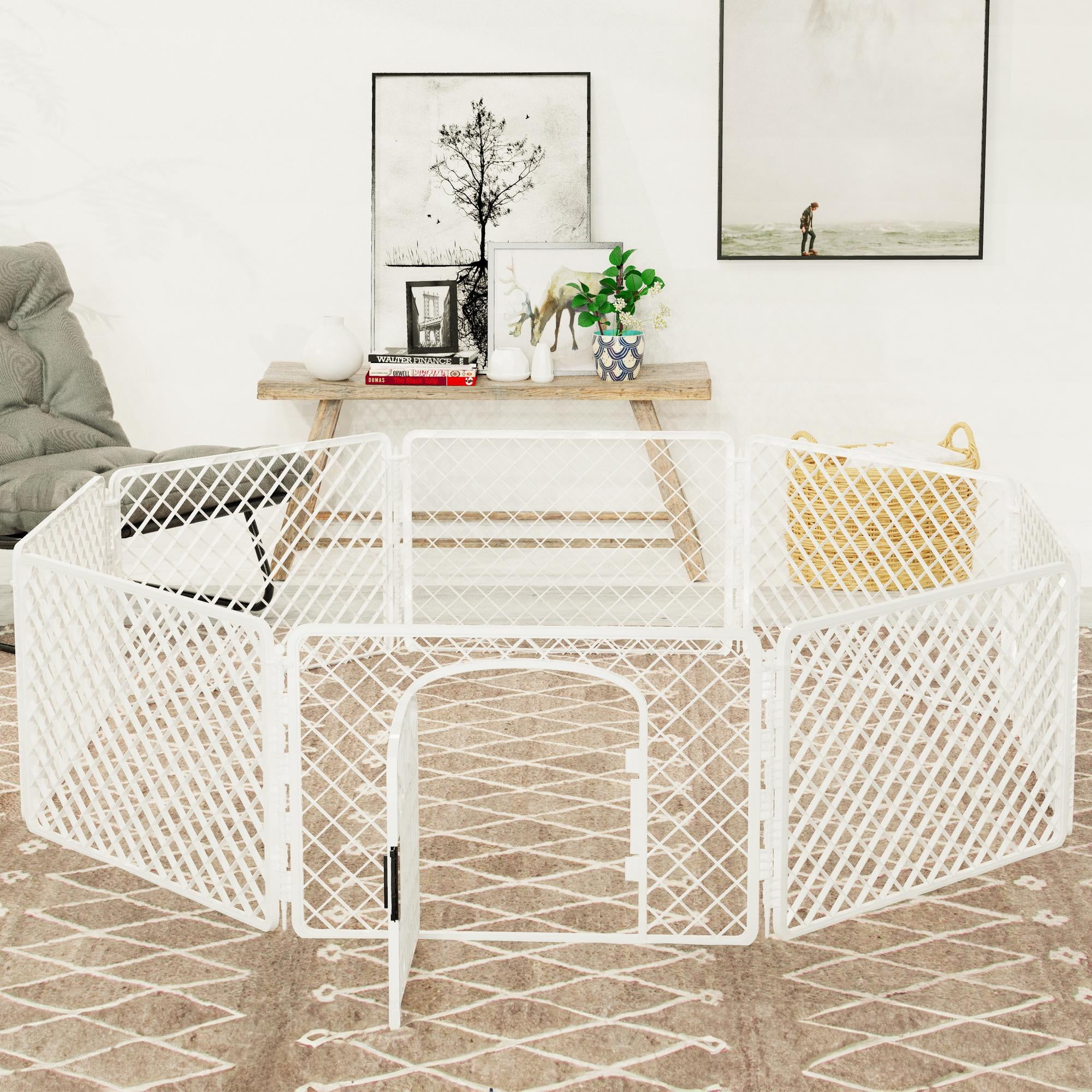 Vibrant Life 8-Panel Plastic Playpen for Dogs, White, 24"