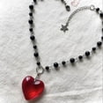 thumbnail image 5 of CIYISON Black Preal Chain Choker Clavicle Chain Hyperbole Big Heart Necklace Jewelry, 5 of 5