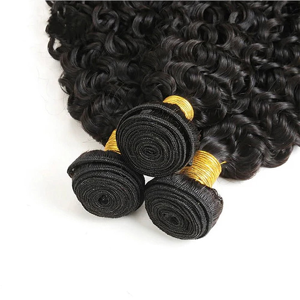 3 Bundles Jerry Curly Human Hair Wigs, 22 24 26 Inch Virgin Human Hair Wig for Black Women Brazilian Curly Wigs Natural Color