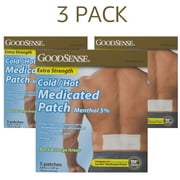 3 PackExtra Strength Cold/Hot Medicated Patch, Menthol 5%, Large (3.93"x7.87"), Single Use, Pain relieving Ointment on a Breathable Fabric Adhesive Pad, 5/ea ct