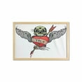 thumbnail image 1 of Tattoo Wall Art with Frame, Angel Wings Skull and Heart Full of Blood Real Love Image, Printed Fabric Poster for Bathroom Living Room, 35" x 23", Red White and Black, by Ambesonne, 1 of 2
