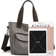 thumbnail image 5 of Women's Canvas Tote Purse Shoulder Crossbody Bag Small Handbag Multi-pocket Top Handle Work Bags, 5 of 16