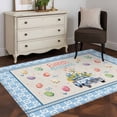 thumbnail image 3 of 4'x6' Area Rugs, Watercolor Easter Indoor Outdoor Area Rug for Living Room Bedroom, Spring Rabbits Truck Eggs Flowers Blue Beige Washable Bathroom Rugs Kitchen Floor Carpet Mats Home Decor Aesthetic, 3 of 8