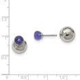 thumbnail image 2 of Finest Gold Stainless Steel Polished Ball with Blue Glass Reversible Ball Post Earrings, 2 of 2