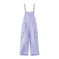 thumbnail image 5 of WULMLEO Women Long Casual Loose Cargo Bib Pants Overalls Baggy Rompers Outdoor Hiking Wide Leg Jumpsuits with Pockets Purple XL, 5 of 5