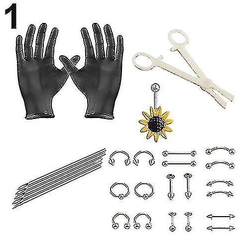 Kit de herramientas para perforación corporal profesional, juego de agujas de acero inoxidable para oreja, nariz, ombligo y pezón