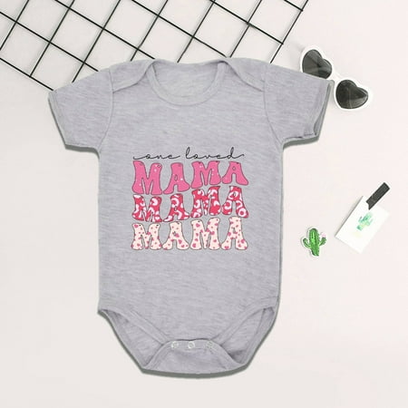 

Clearance! Realhomelove Baby Boys Girls Bodysuit Mama Print Newborn Romper Short Sleeve Infant Neutral Mother s Day Outfits Jumpsuit 0-24 Months