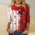 thumbnail image 2 of Raeneomay 3/4 Length Sleeve Womens Tops Halloween Day Round Neck T-Shirt Loose Top, 2 of 5