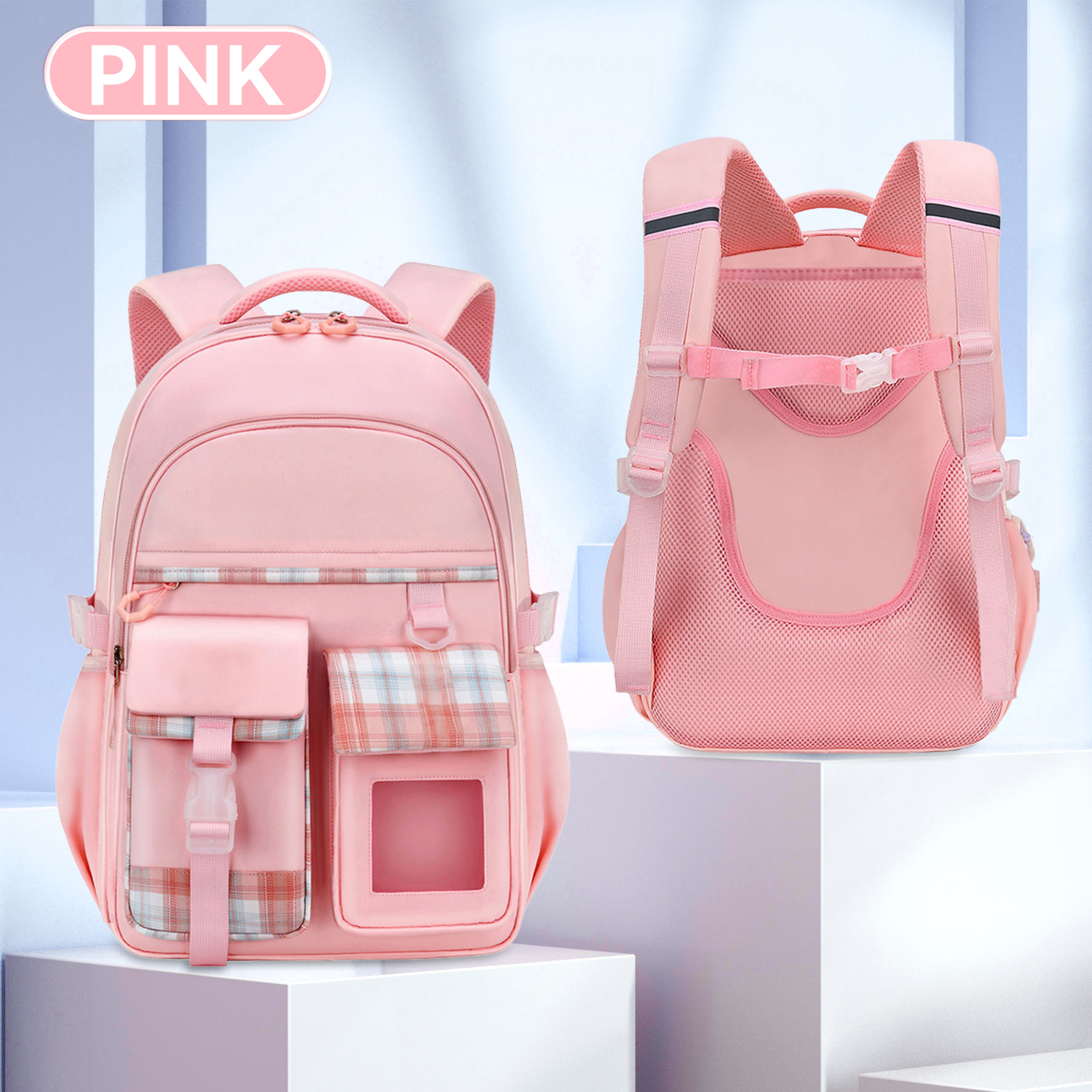 School Backpacks Bags for Girls, Kids Casual Bookbag for Child Teens, Pink