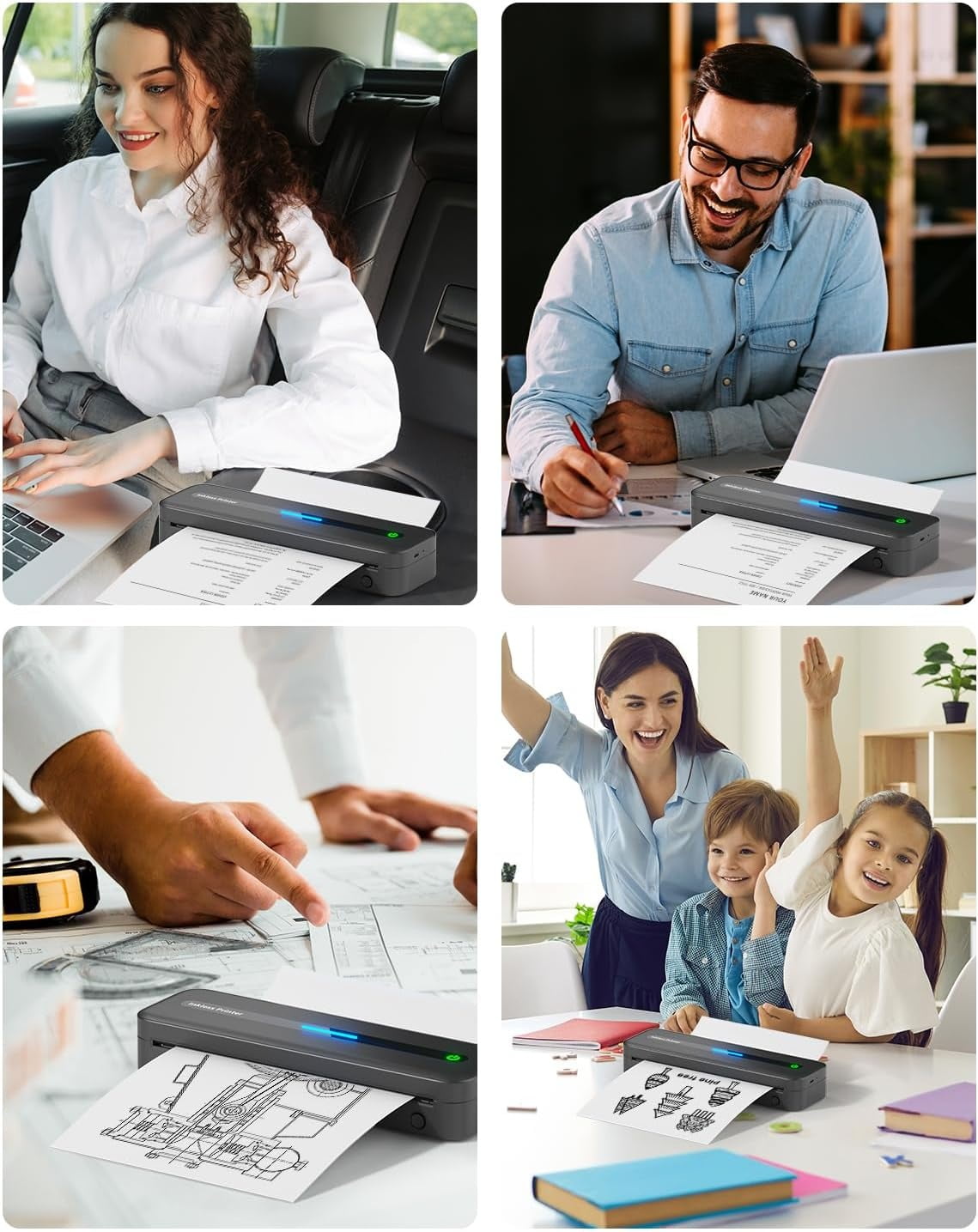 Portable Printers Wireless, M832 Bluetooth Thermal Printer, Inkless Mobile Printer Support 8.5'' x 11'' & A4 Thermal Paper, Compatible with iPhone Android Laptop for Office Car Home