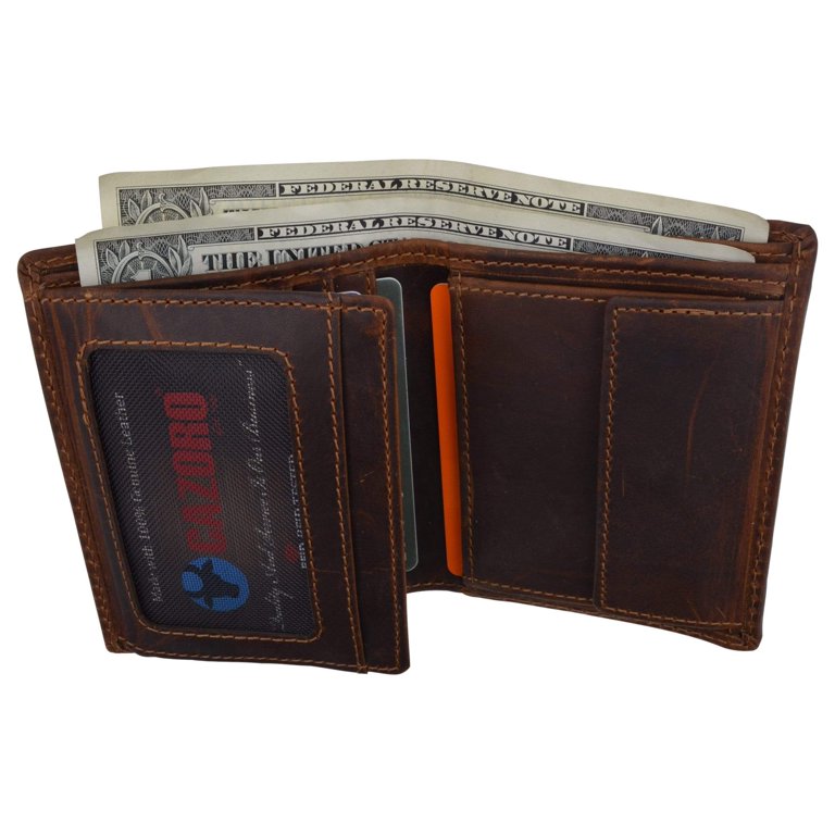 Brand New Cazoro RFID Bifold Trifold Hybrid Mens Distress  display picture 2