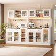 thumbnail image 7 of Tydimor 71" White Pantry Cabinet, Acrylic Display Buffet with LED Light Strip, Charging Station, Hooks & Wine Glass Rack, Freestanding Storage Cabinet for Kitchen Dining Room, 7 of 7