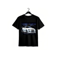 thumbnail image 1 of Camiseta gráfica 100 % algodón para hombre: estampado de coche urbano, transpirable y absorbente del sudor, manga corta negra con diseño de coche deportivo blanco, cuello redondo cómodo para actividad, 1 of 6