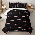 thumbnail image 2 of Manfei Silhouette Shark Twin Quilt Set, Ocean Animal Twin Coverlet Set, Black Pink, 2-Piece, 1 Bedspread and 1 Pillowcase, 2 of 7