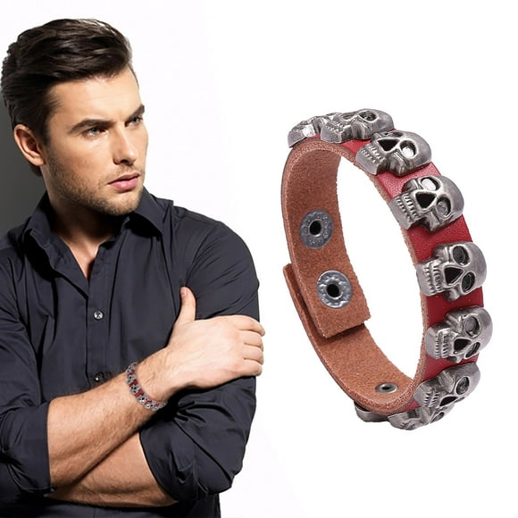 SIfdSeng Authentic Black Leather Stainless Steel Bracelet Men's Gothic Motorcycle Belt Buckle Matching Bracelets Boho Bracelets for Women Stackable Sterling Silver Summer Bracelets for Teen Girls