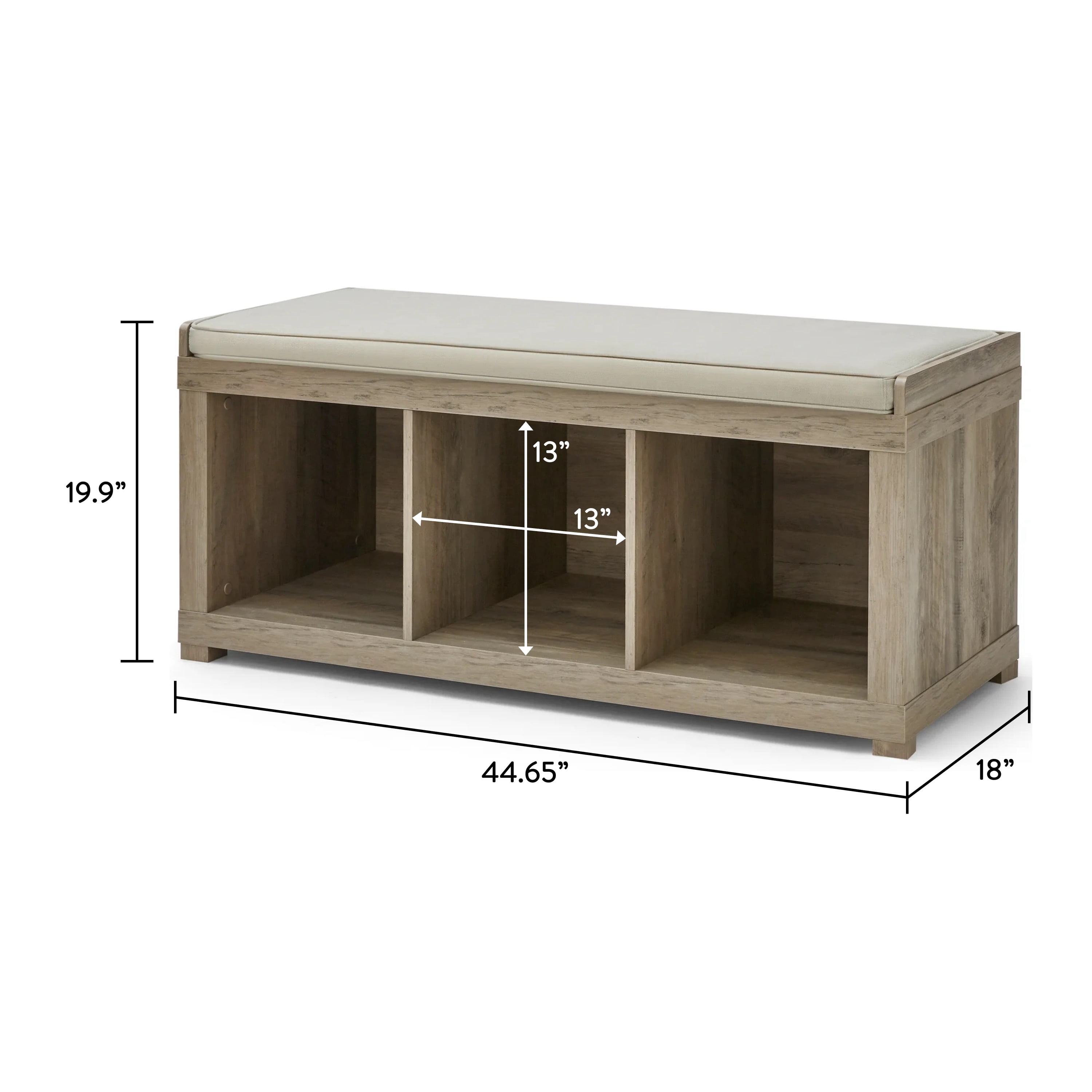 Better Homes & Gardens 3-Cube Storage Bench, Rustic Gray