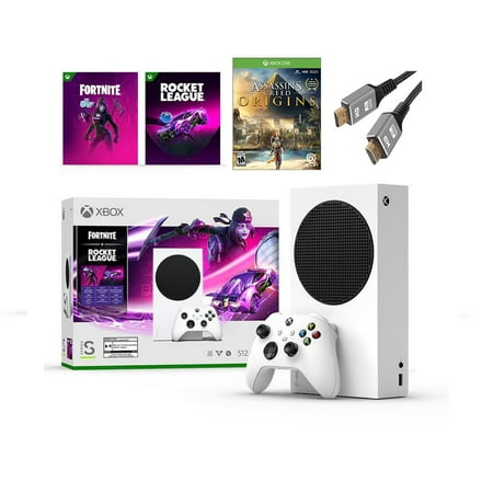 Microsoft Xbox Series S 512GB SSD All-Digital Console (Disc-Free Gaming) - Fortnite & Rocket League - Assassins- Wireless Controller - HDR - 1440p Gaming Resolution - Up to 120 FPS - MTC Cable