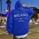 thumbnail image 1 of MHFRRA Sudadera con Capucha y Estampado de Letras para Uso Informal Jersey Elegante y Cómodo para Uso Diario Ideal para Actividades Al Aire Libre y Relajación Azul, 1 of 5