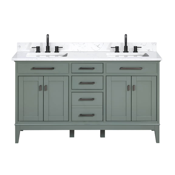 Avanity MADISON-VS61-SG-E Madison 60" Free Standing Double Basin Vanity Set - Smoke Green