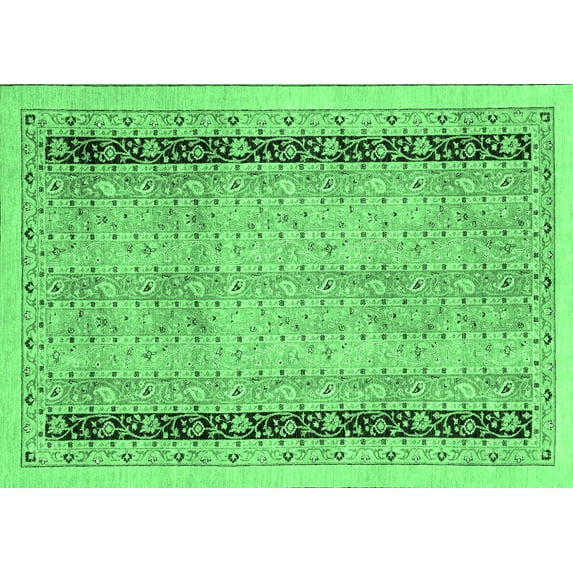 Ahgly Company Indoor Rectangle Oriental Emerald Green Modern Area Rugs, 6' x 9'